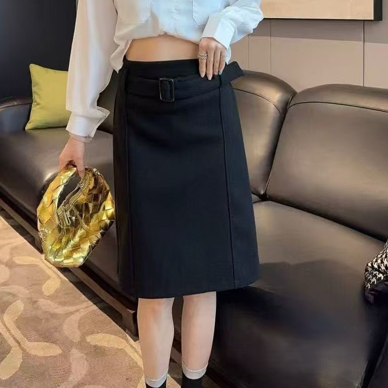 冬季半身裙-甜 5246潮流腰带扣中长款显瘦设计胖MM大码女装新款