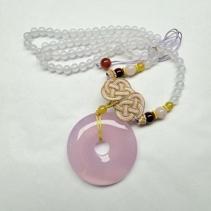 S021-天然  高端  大气   -时尚  粉玉髓 平安扣吊坠