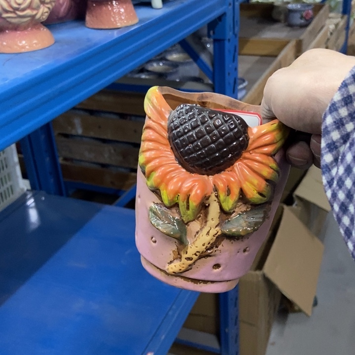 陶瓷花盆单场满9.9发10*13粉