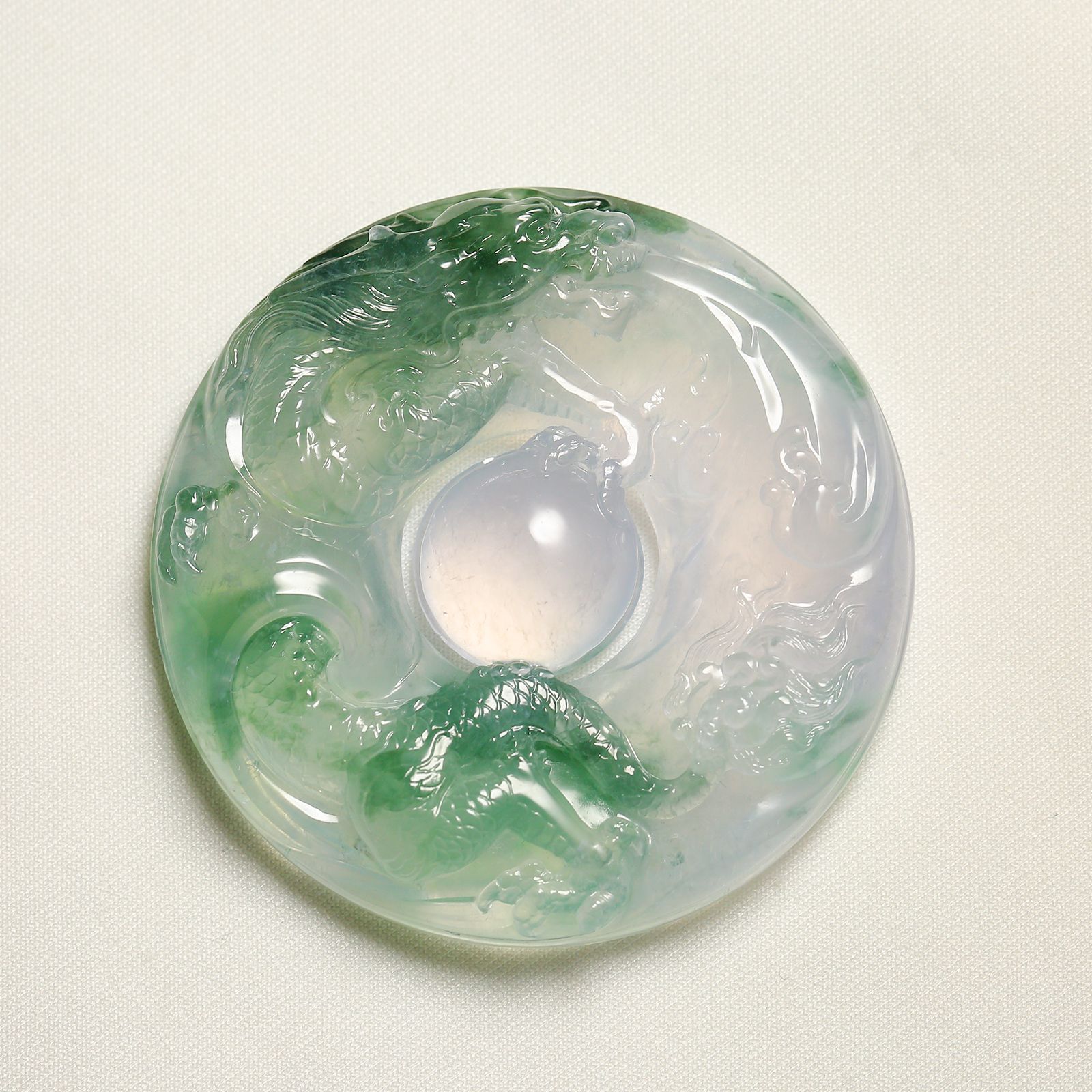 经鼎玉器【龙牌】大师工玉雕作品天然缅甸翡翠