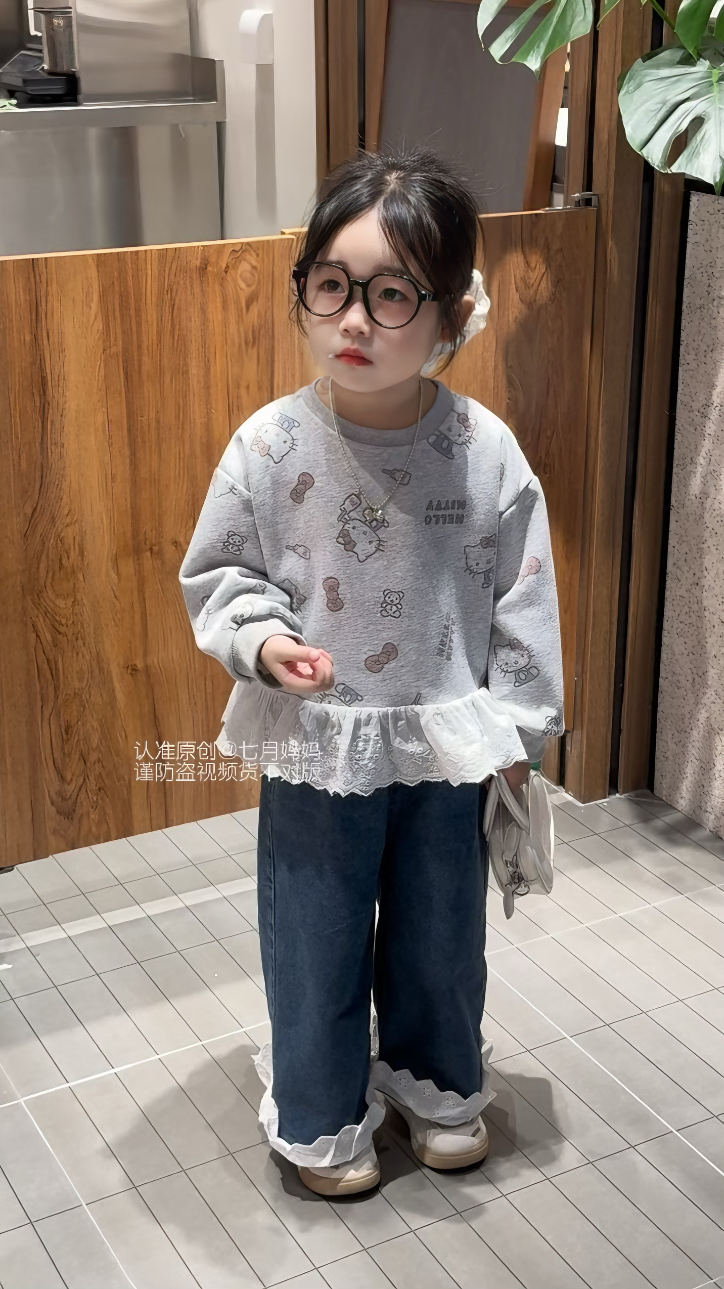 女童韩系kt猫套装春秋季儿童洋气卫衣牛仔裤两件套