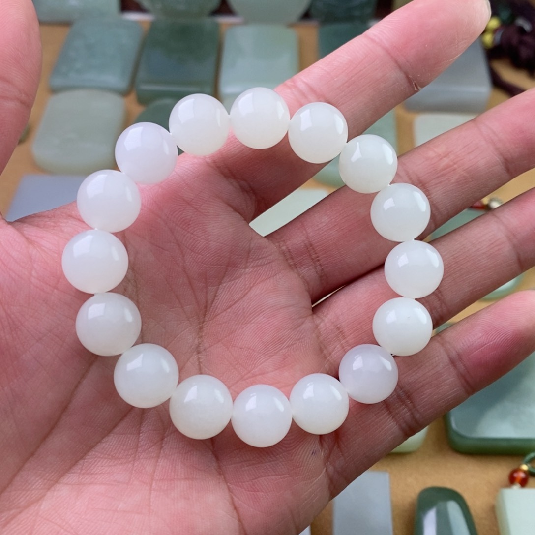 和田玉颈饰未镶嵌卡12手串  16颗