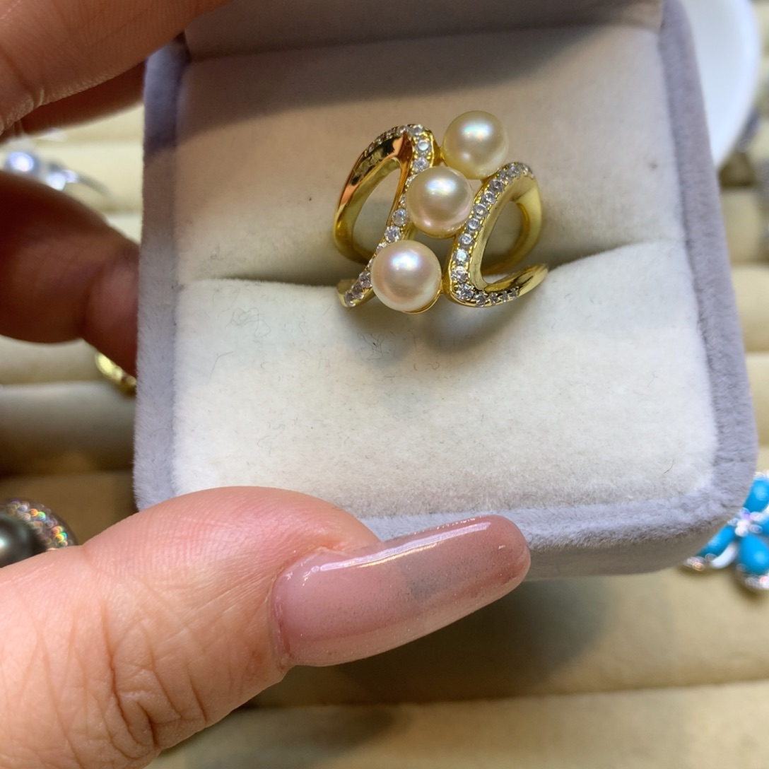 银S925镶嵌戒指海水珍珠