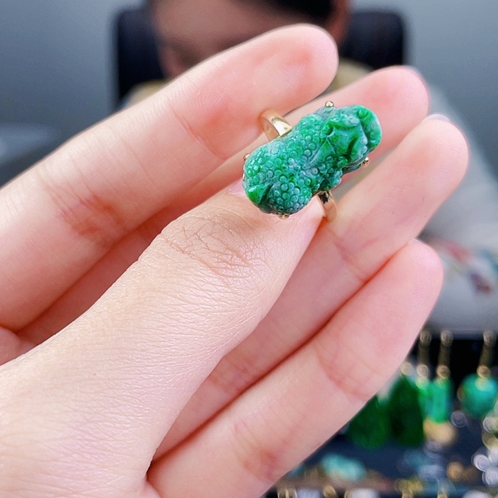 翡翠戒指银S925镶嵌饰品