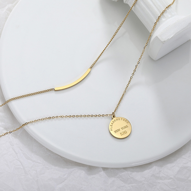 钛钢项链 蒂芙妮官双层不锈钢钛钢项链女小众设计感轻奢百