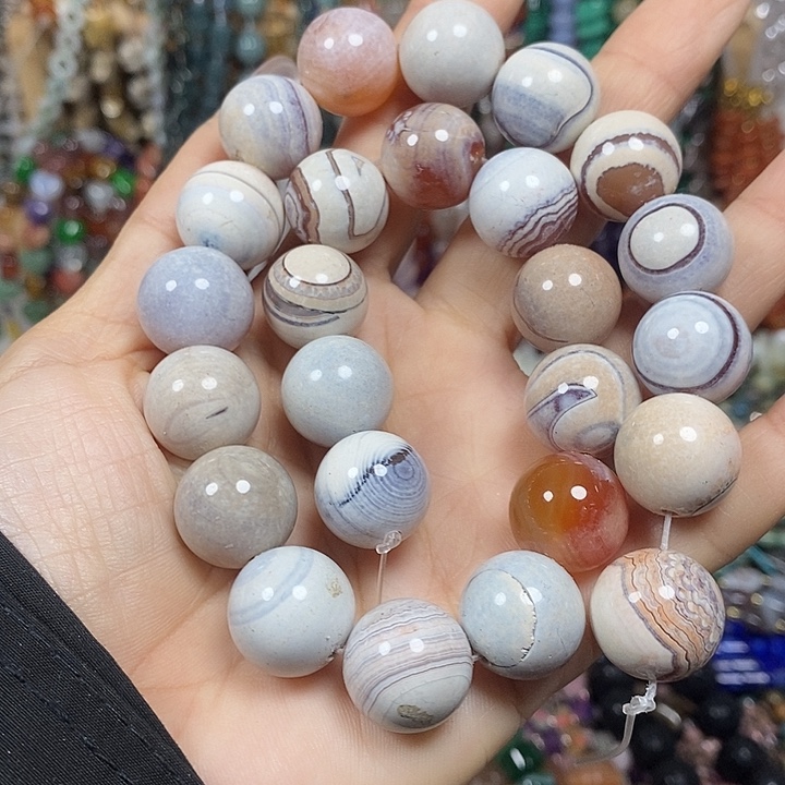 玛瑙/玉髓未镶嵌珠宝半成品奶皮玛瑙卡16mm