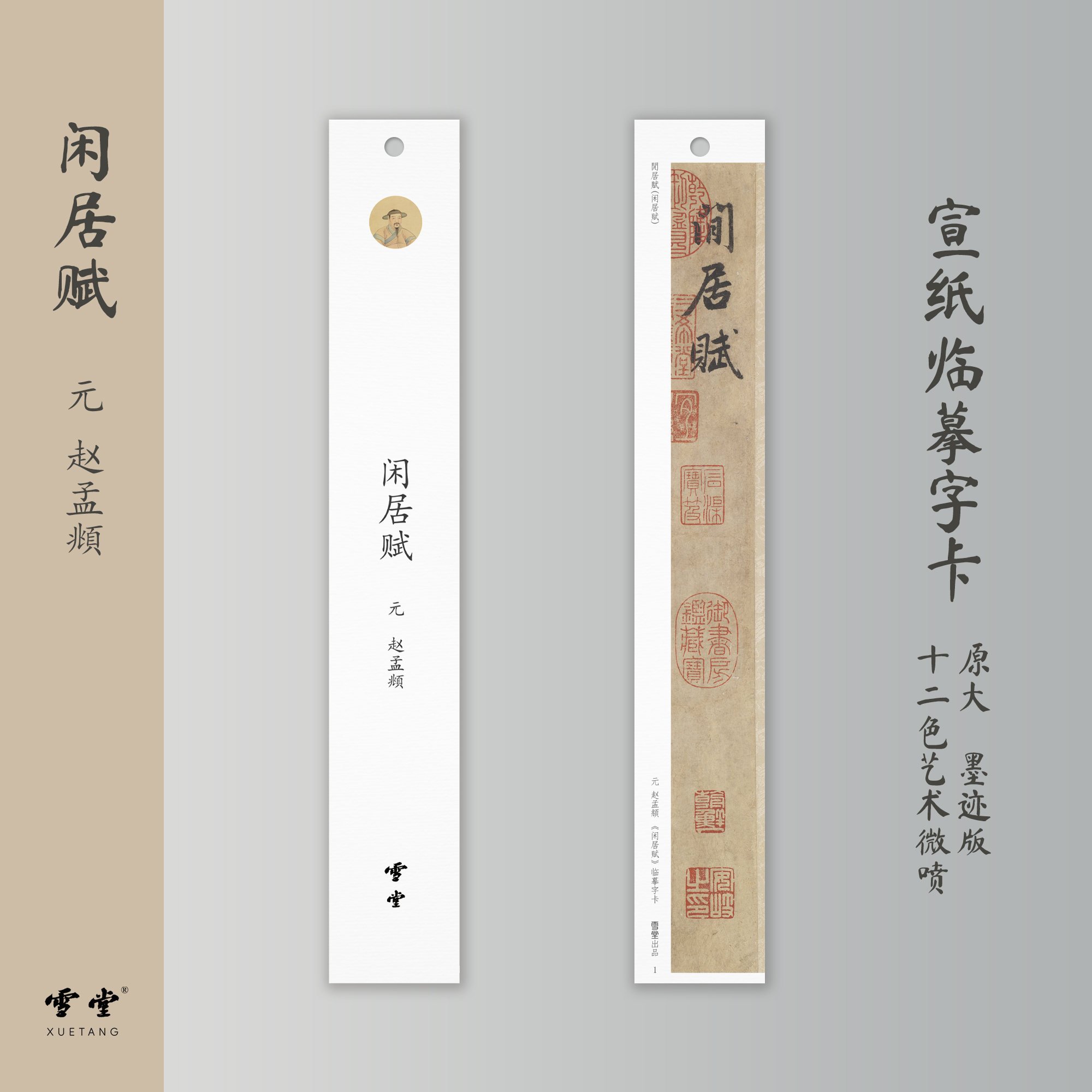 雪堂赵孟頫《闲居赋》元代行书宣纸字卡原大练字近距离临摹书法字帖