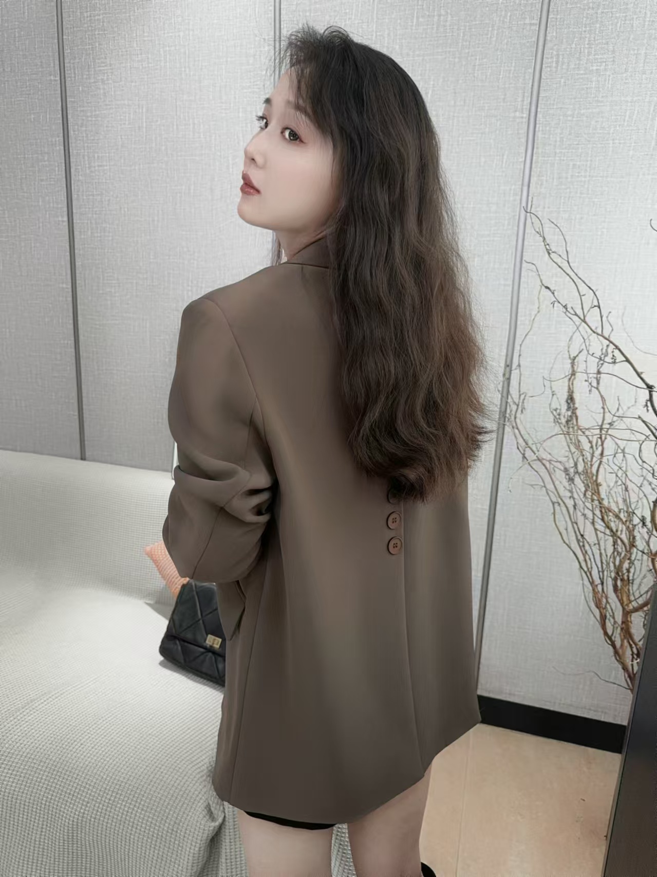 2025春秋季后开叉设计感休闲百搭宽松时尚显瘦小个子女款外套18#