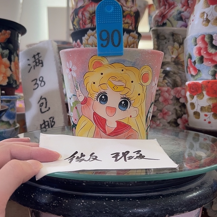 景德镇幸运花盆手绘韩式花盆