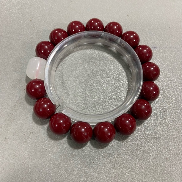 含辰砂工艺品M344辰砂卡1.2圆珠单圈手串（合成）