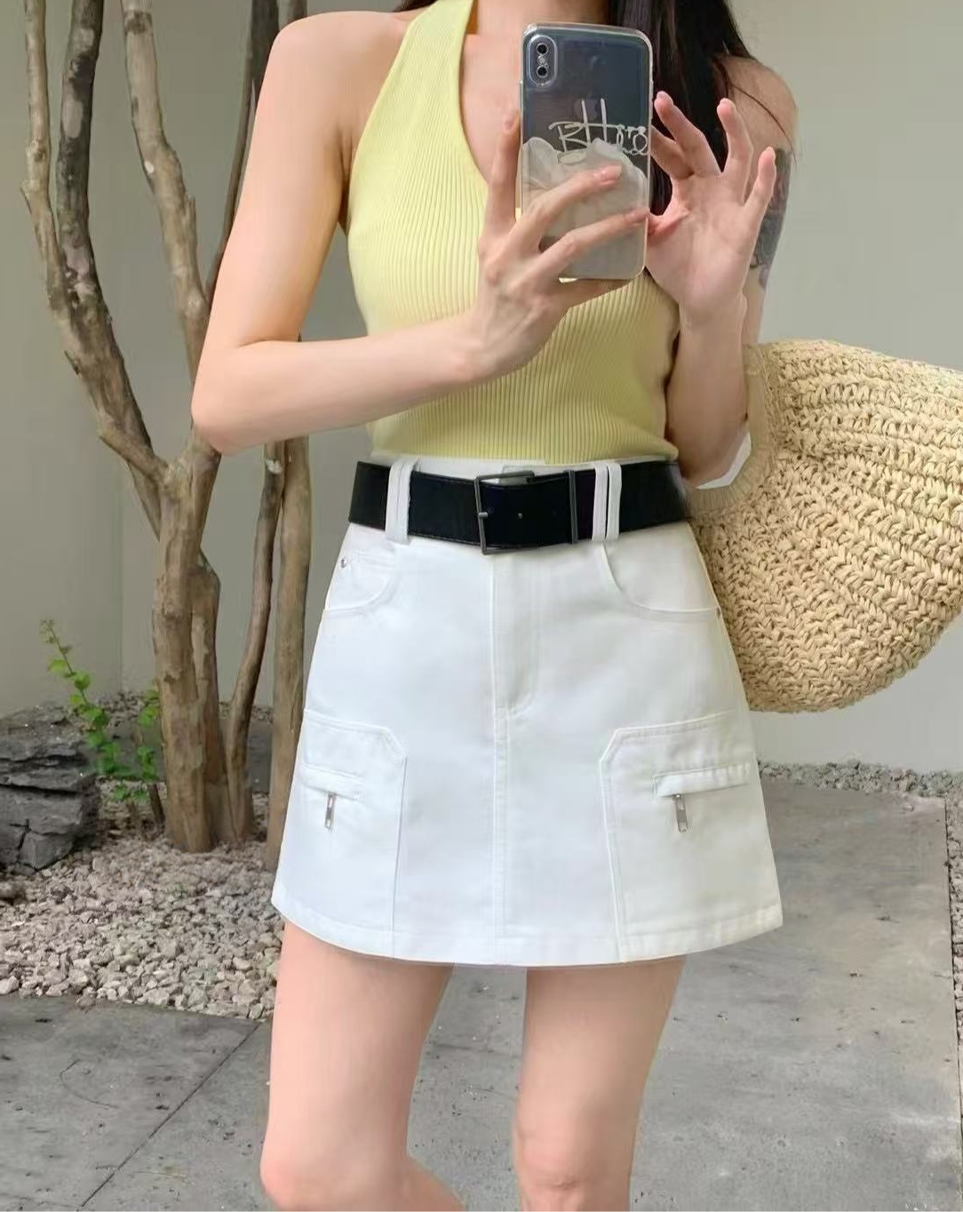 Z.X 复古水洗工装牛仔短裙（无腰带）  88866