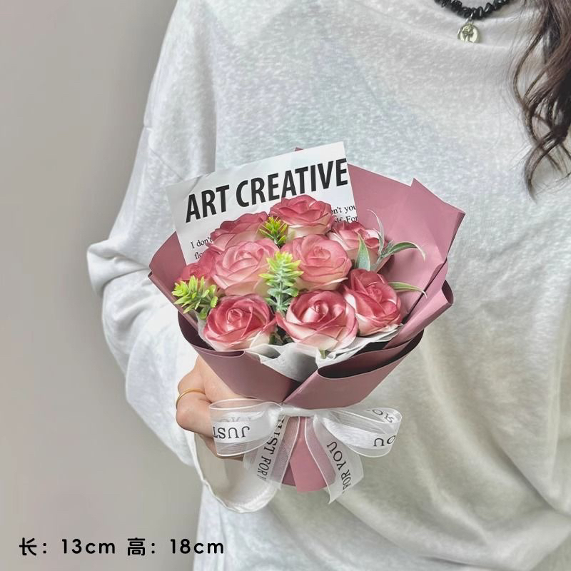 迷你小花束见面玫瑰成品生日礼物口袋永生花仿真花干花伴手礼装饰