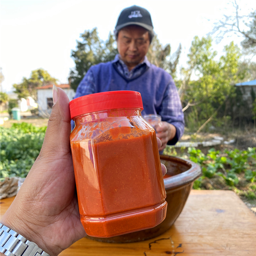 蒜香石磨辣椒酱508克/瓶大别山特产土辣椒酱无油较咸