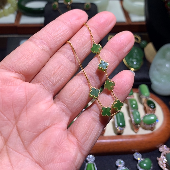 和田玉手链18K金镶嵌