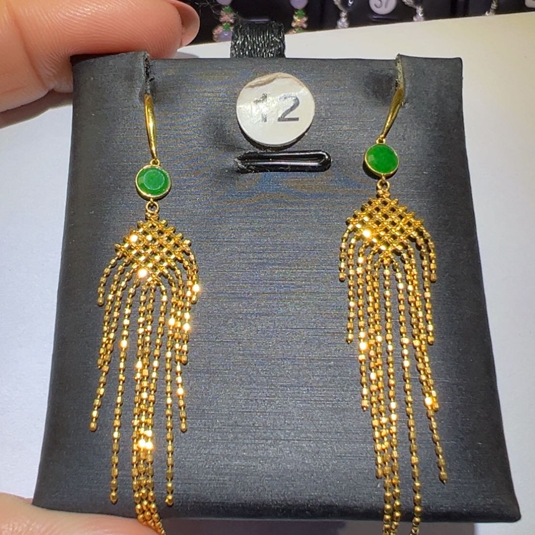 翡翠颈饰18K金镶嵌耳环