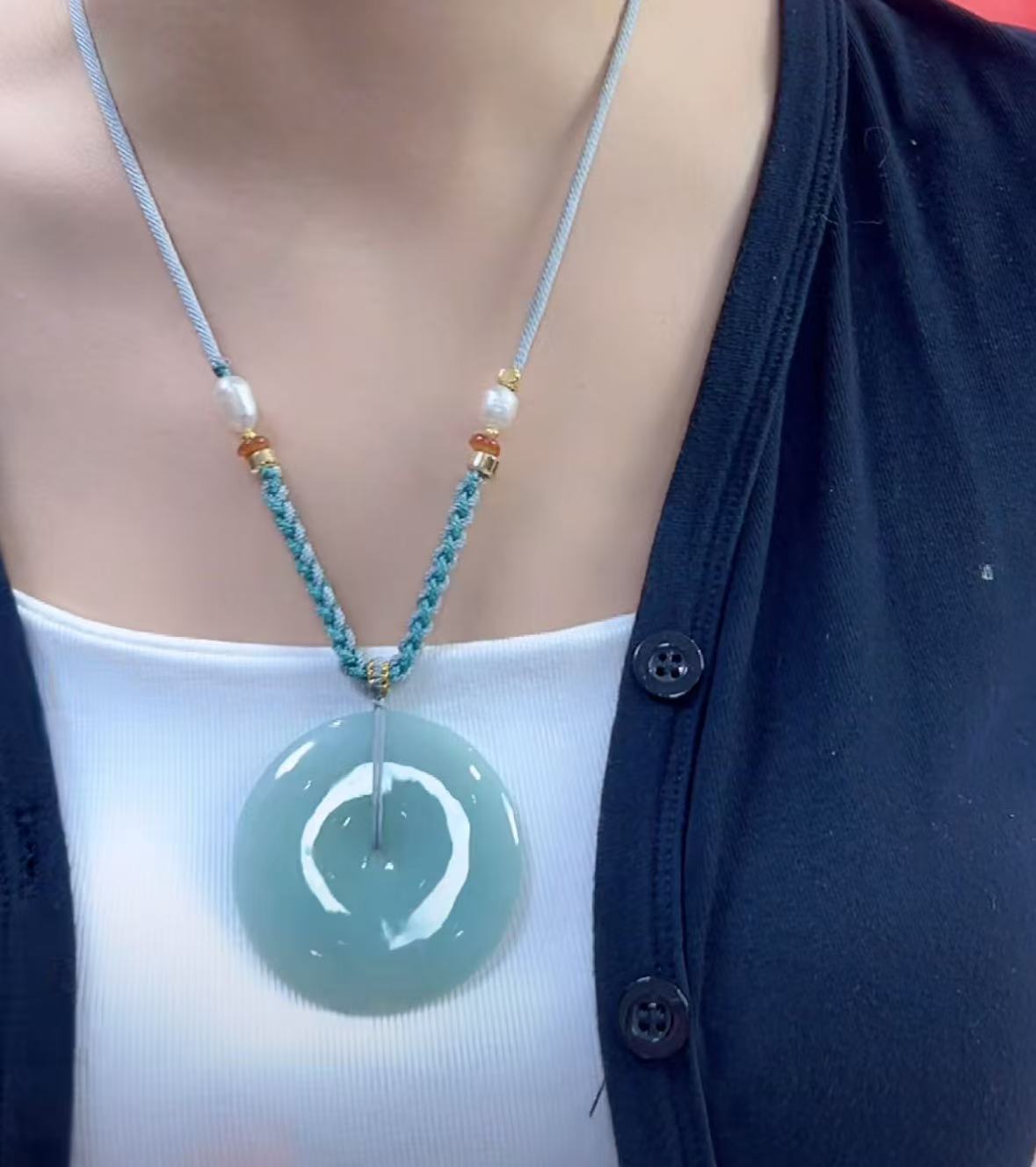 天然翡翠A货平安扣吊坠（多样性发货发其一）宽高48-52厚6-8送绳