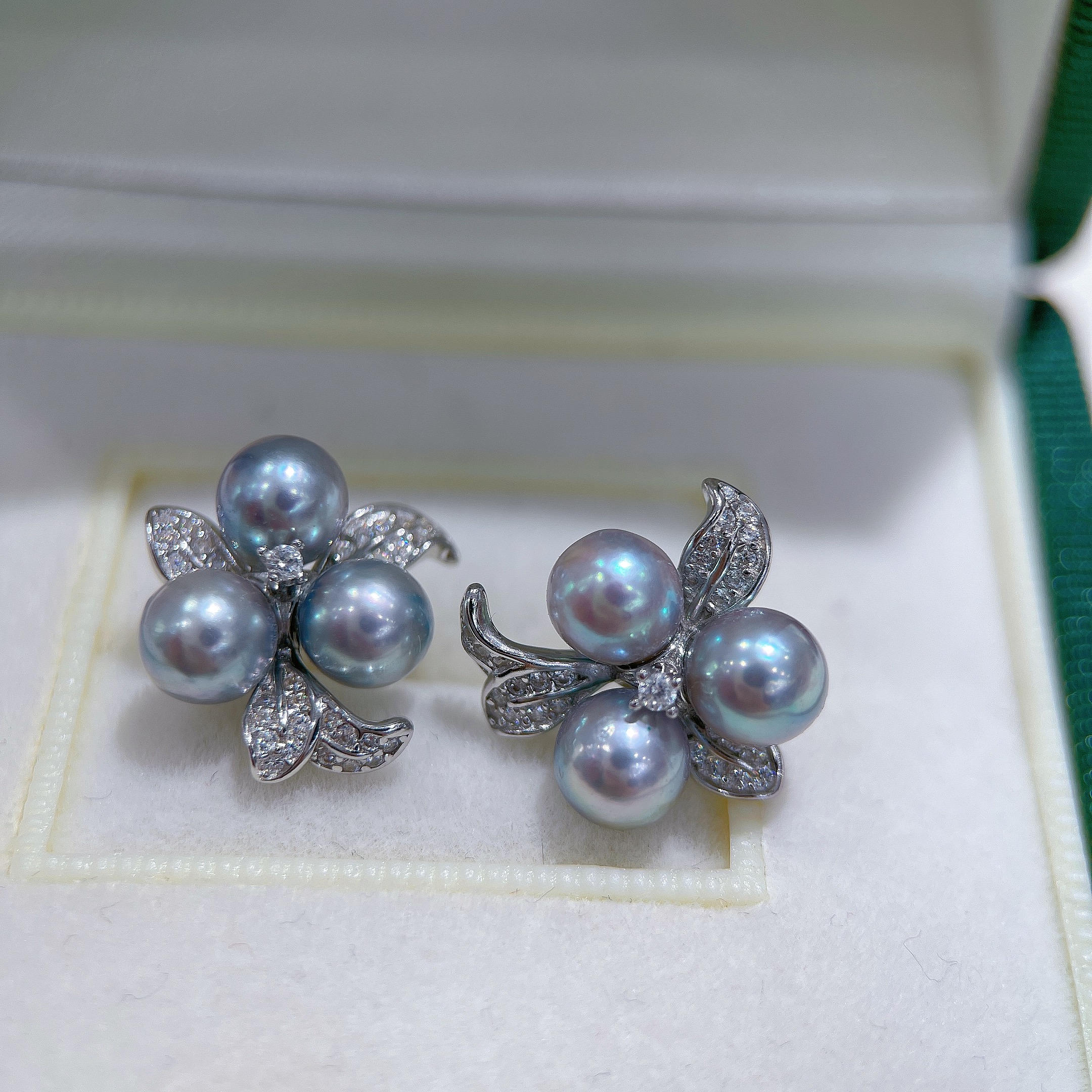 【ZY】叶子海水真多麻珍珠耳钉5-6mm/S925银/23062827052