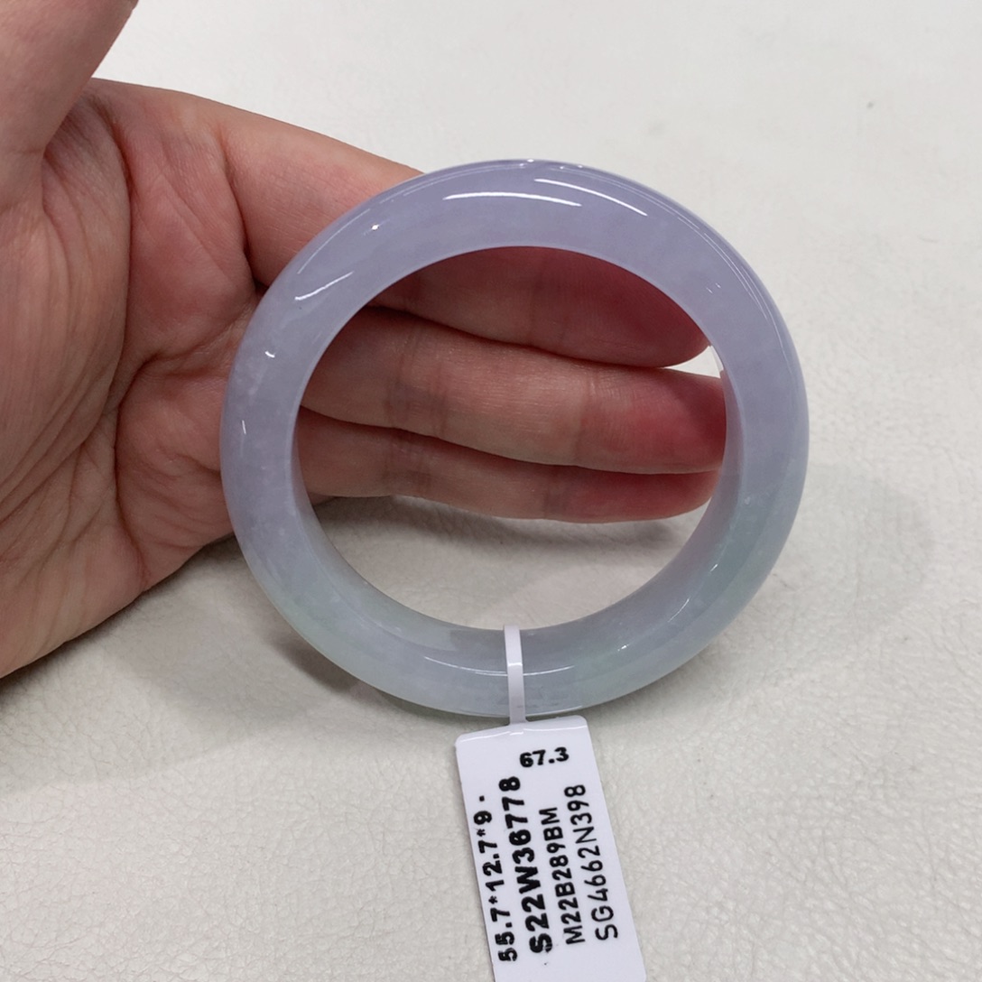 未镶嵌手镯翡翠55.7圈口冰胶紫正圈