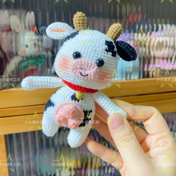 成品奶牛玩偶手工diy毛线钩织可爱公仔牛牛摆件挂件送礼物