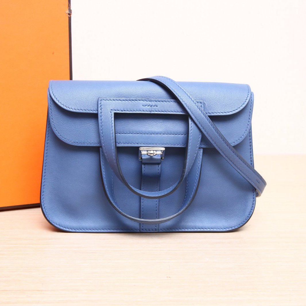 95新 Hermes/爱马仕 黑黑精选P205226873 Halzan MINI 玛瑙蓝 A刻