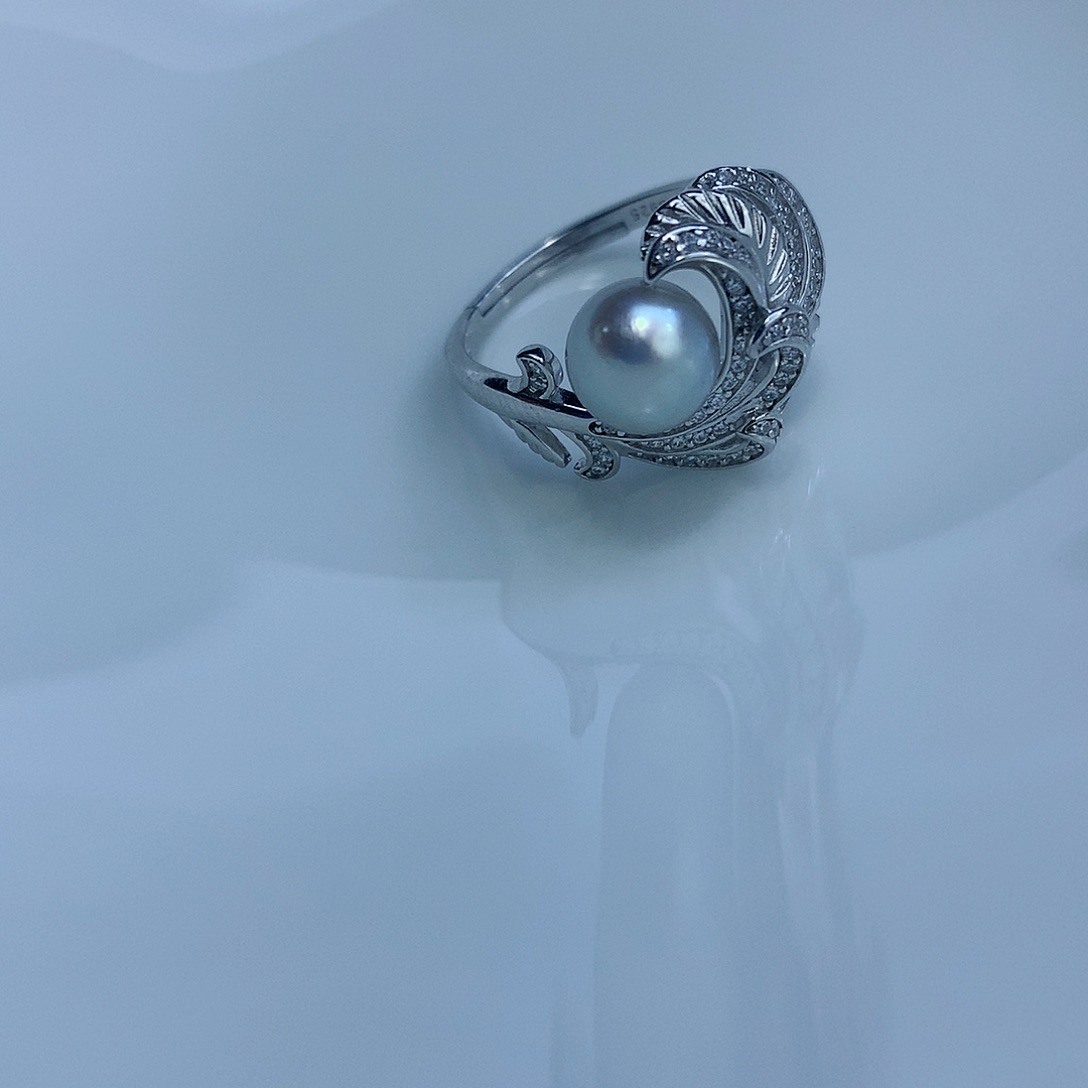 海水珍珠戒指银S925镶嵌