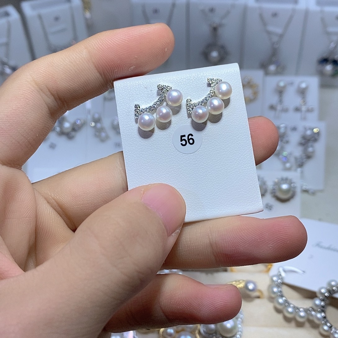 淡水珍珠耳饰银S925镶嵌