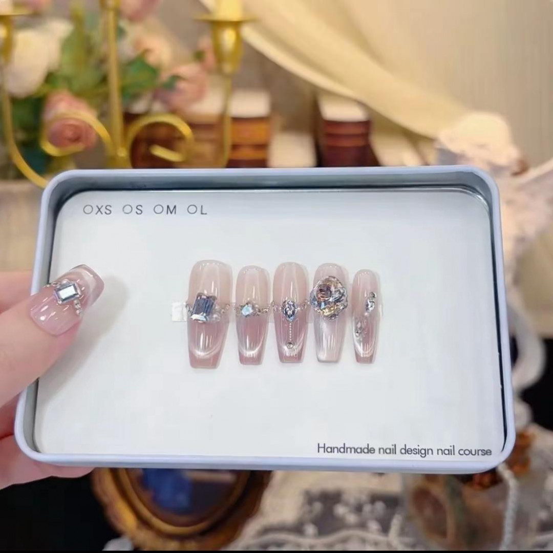 【景明】纯手工粉紫猫眼气质显白穿戴甲夏日纯欲渐变穿戴式夏季