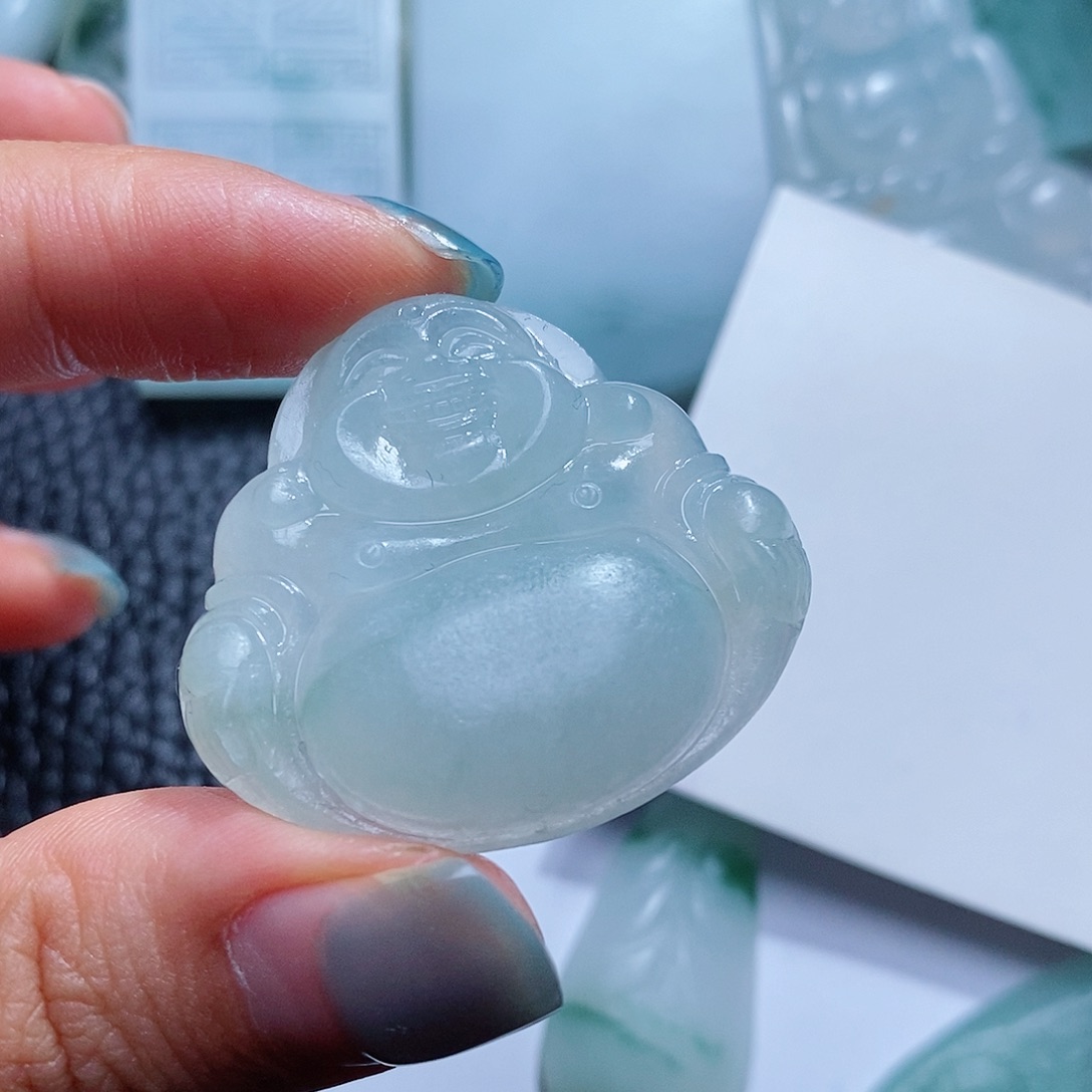 定制翡翠未镶嵌毛货付款后确认抛光