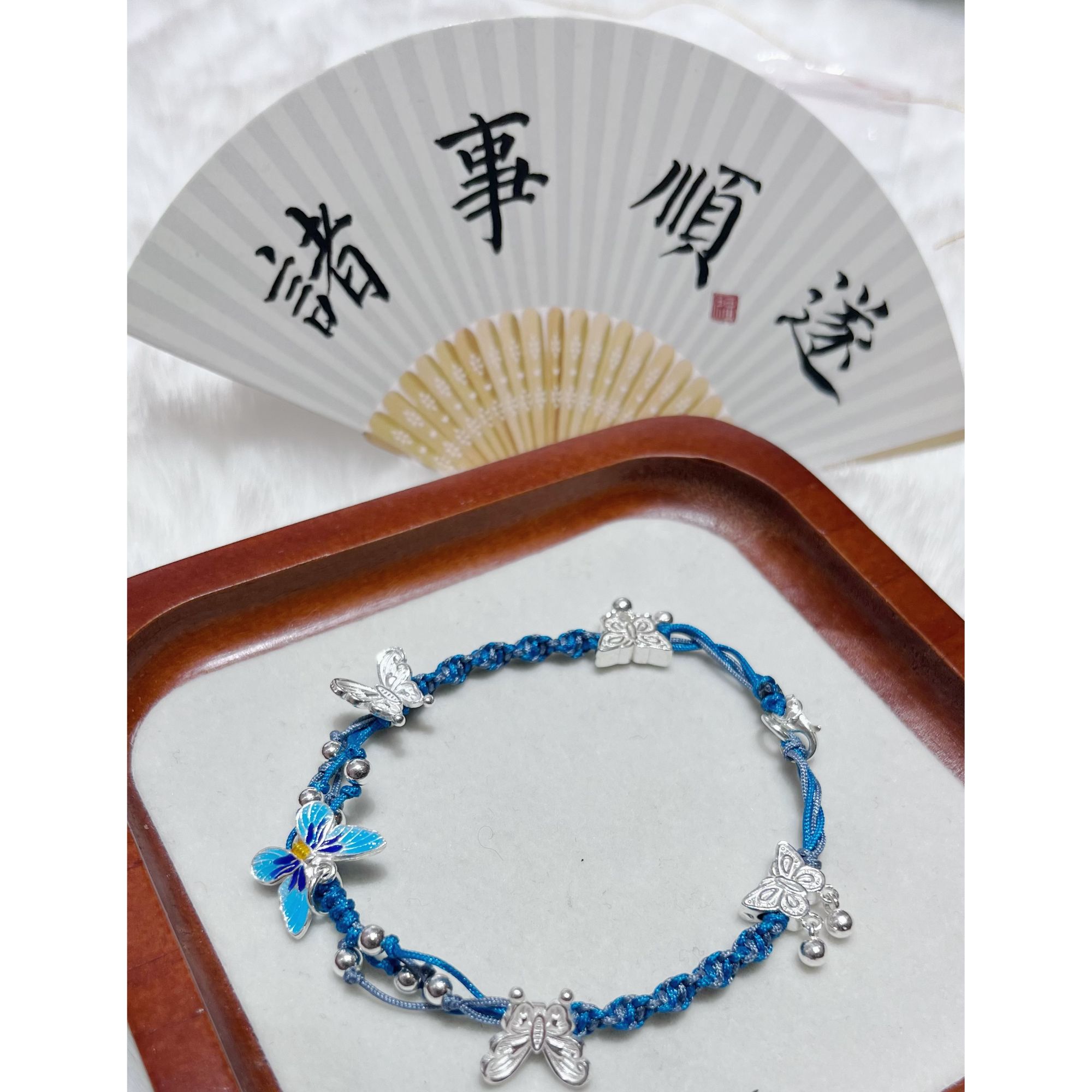 吊坠足银 银魅足银蝴蝶吊坠送女友手编编织轻奢生日礼物新年礼物