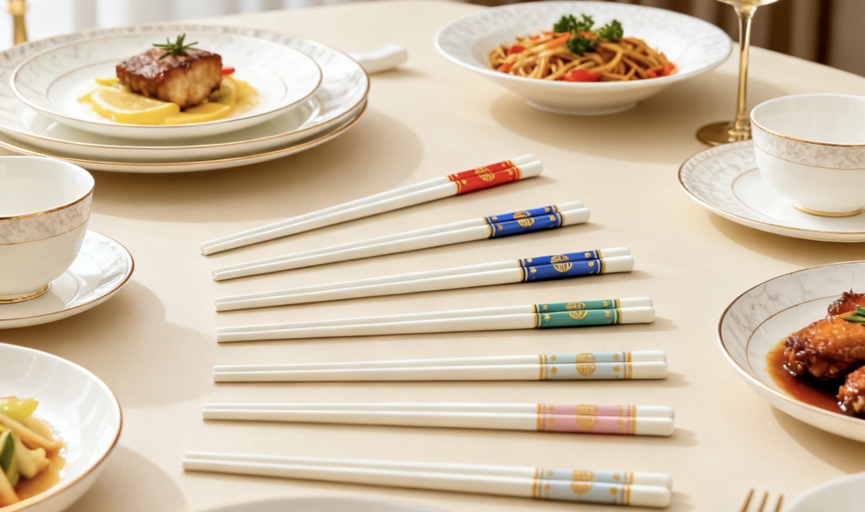 景德镇高级国风陶瓷筷子防霉防潮防滑家用筷子