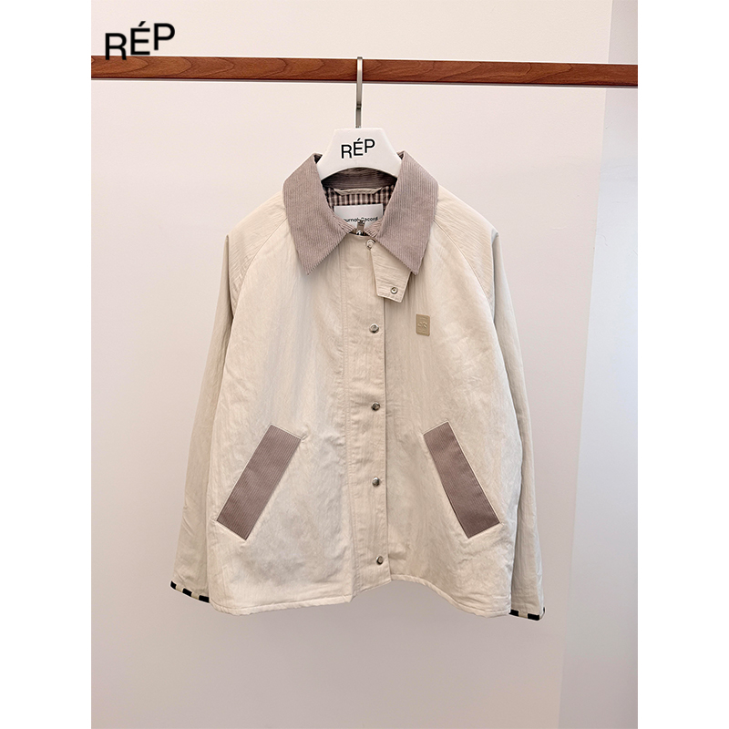 REP-Journal Record设计师品牌米色/灰绿一手长棉服 26PS早春