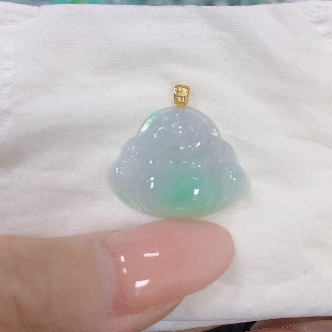 翡翠18K金镶嵌颈饰天然翡翠a货 百元以上9米证书费自理