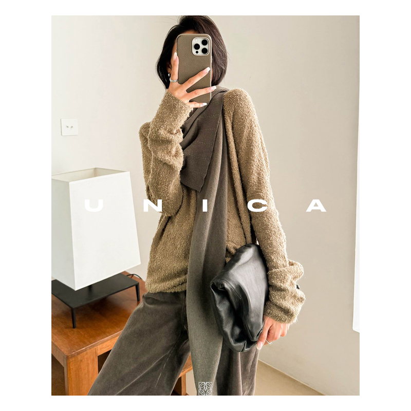 UNICA/强推R0W日本原版原厂颗粒纱线肌理匹马棉圈圈经典套头毛衣