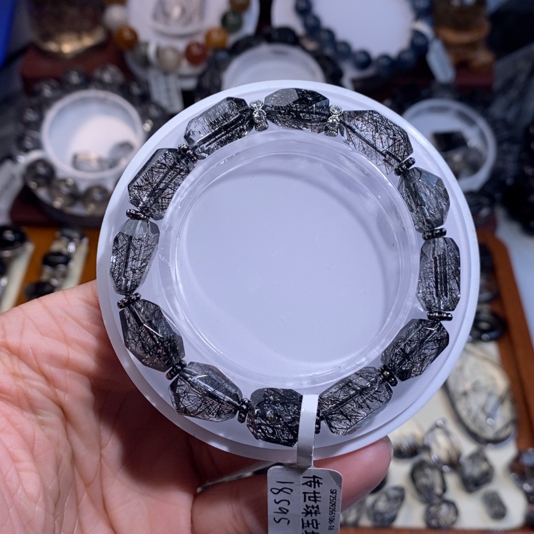 手链未镶嵌水晶黑发晶随型设计款9mm毕业级