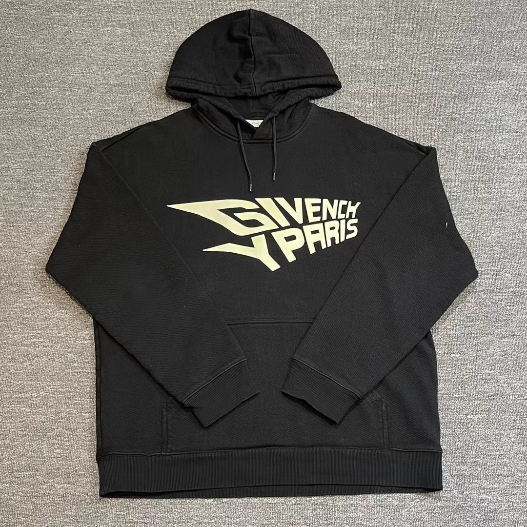 99新 Givenchy/纪梵希 黑色logo字母印花帽衫/尺码：XL