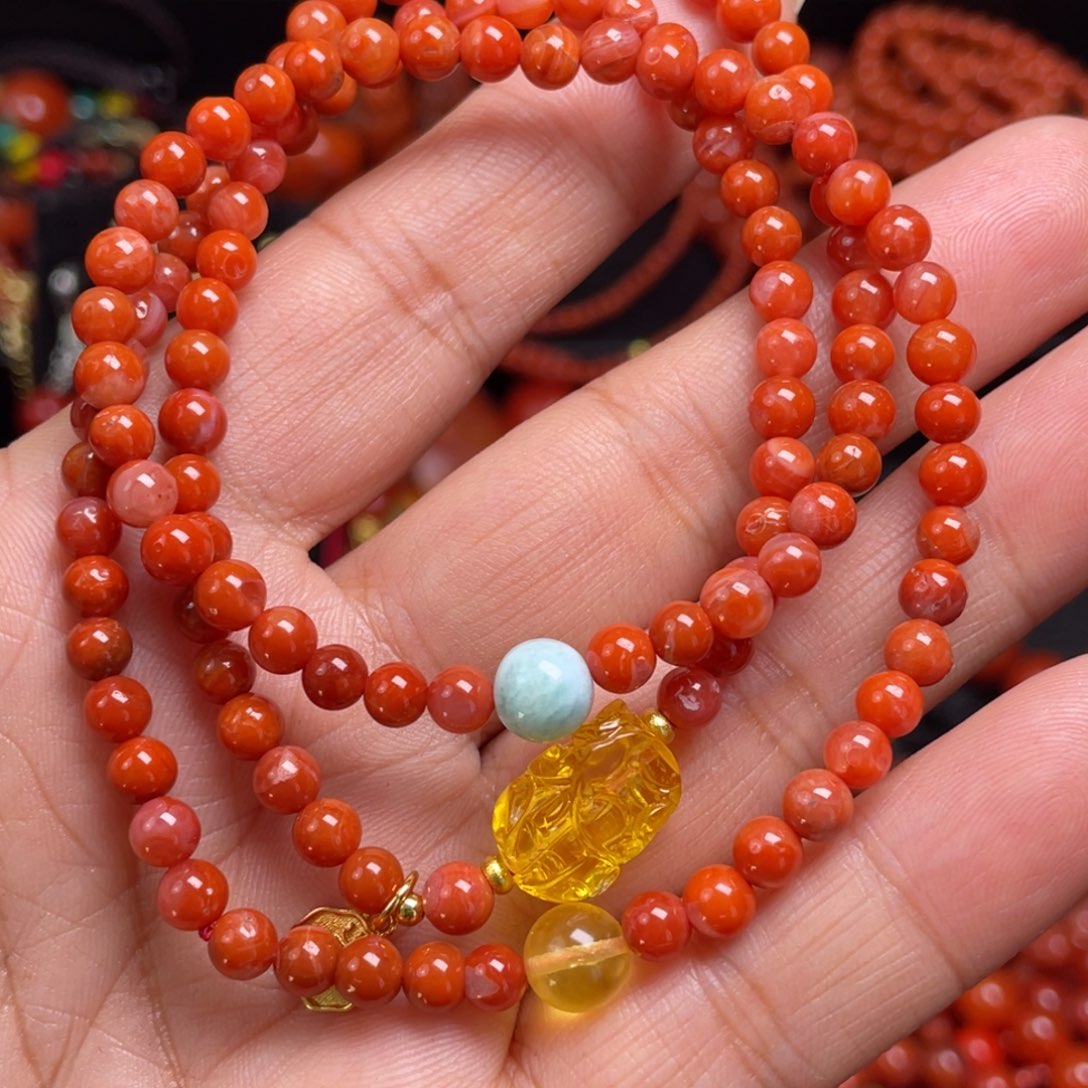 南红玛瑙手链合金