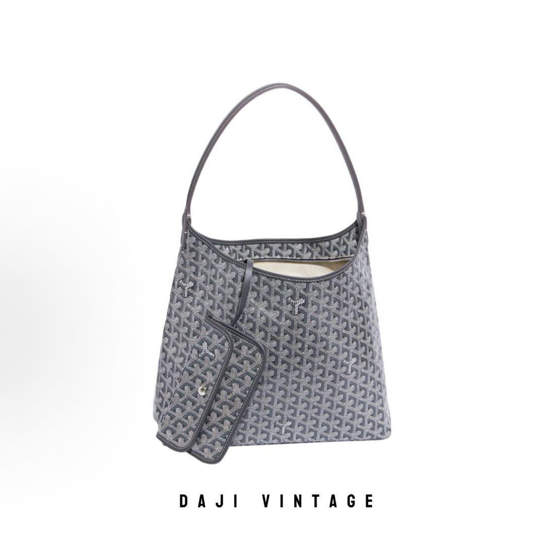 95新 Goyard 24期免息/大吉中古/goyard戈雅灰色老花hobo单肩包