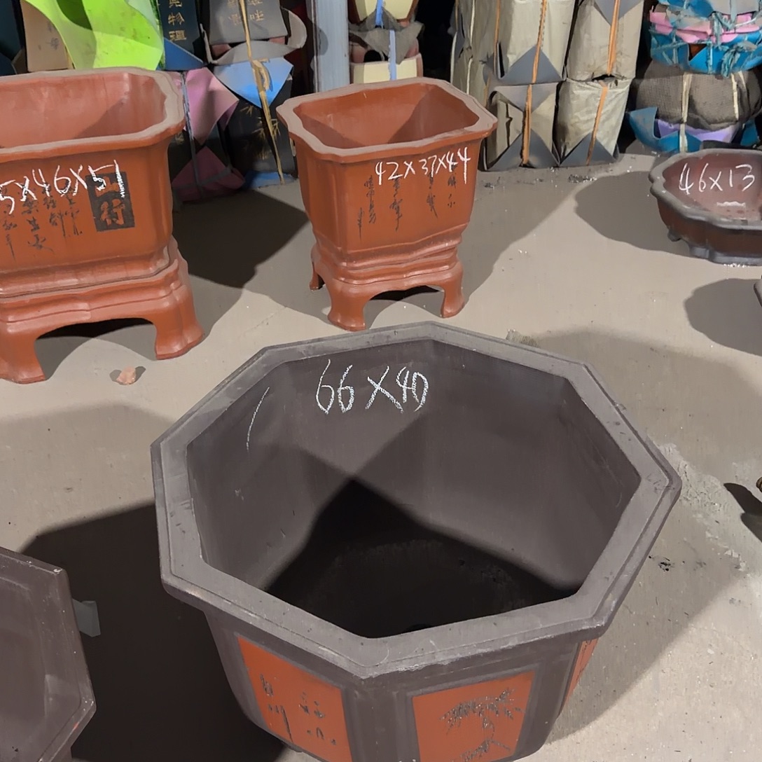 雅***波紫砂花盆八角一只