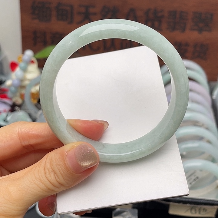 翡翠未镶嵌手镯56正圈有纹