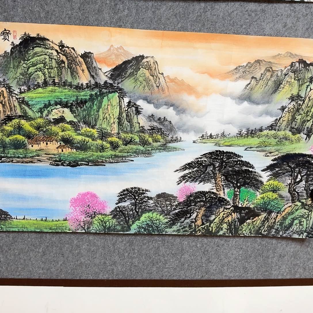 柳***子国画1.8米长的宝地生金