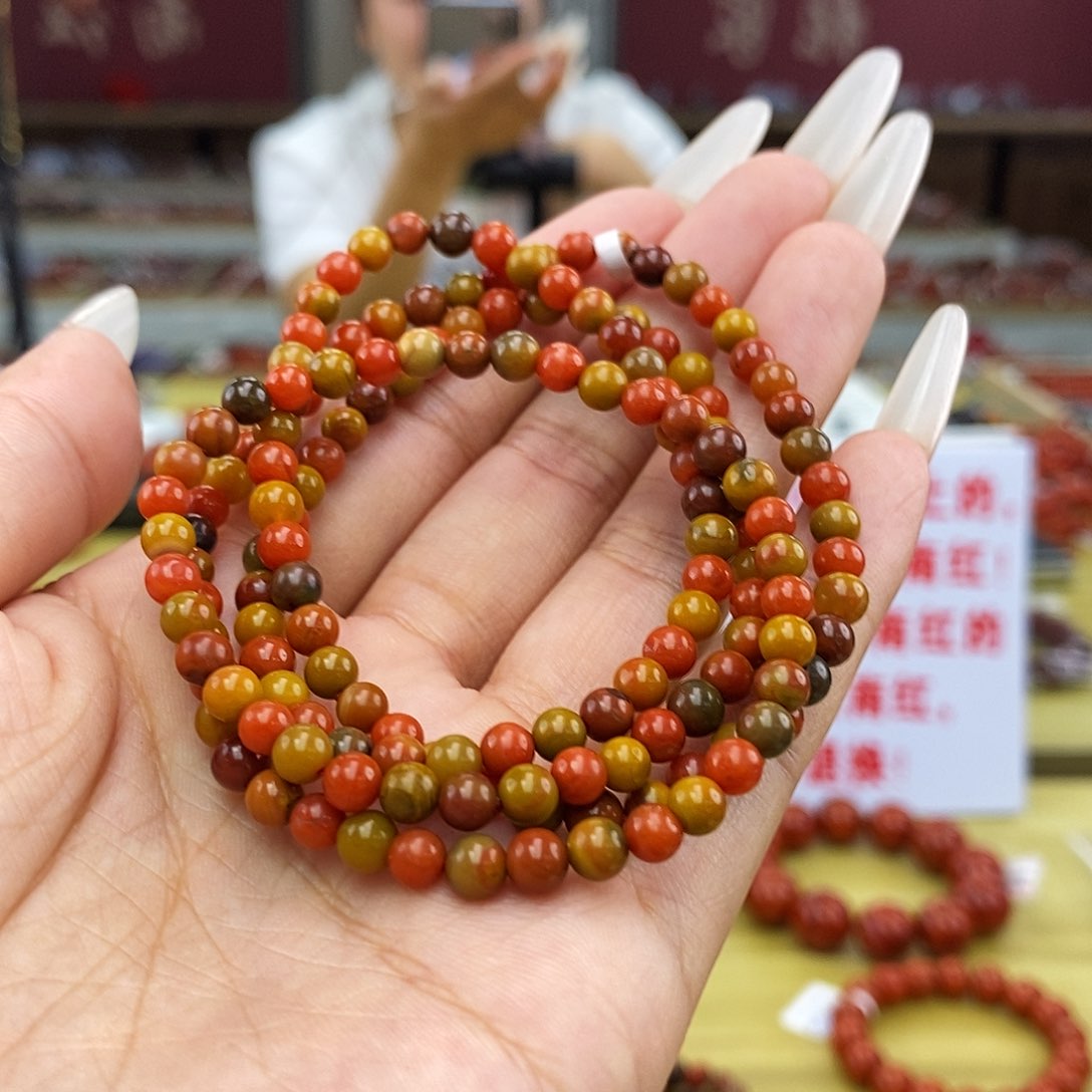 南红玛瑙未镶嵌4mm多圈手串多样性发一
