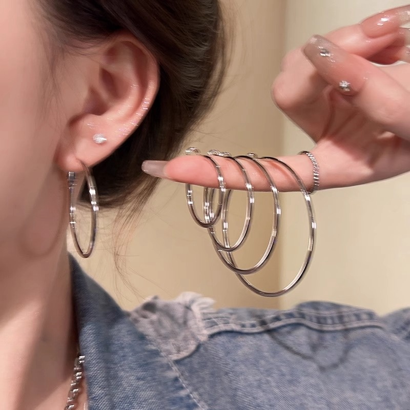 铜合金耳饰 梅姐饰品6 气质简约素圈套装高级气质辣妹耳环耳饰品