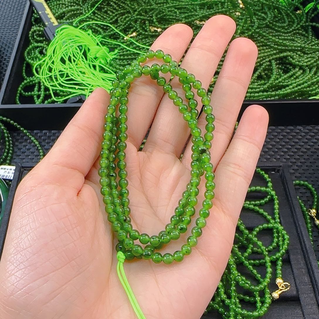 颈饰未镶嵌和田玉碧玉小米链绳款卡4