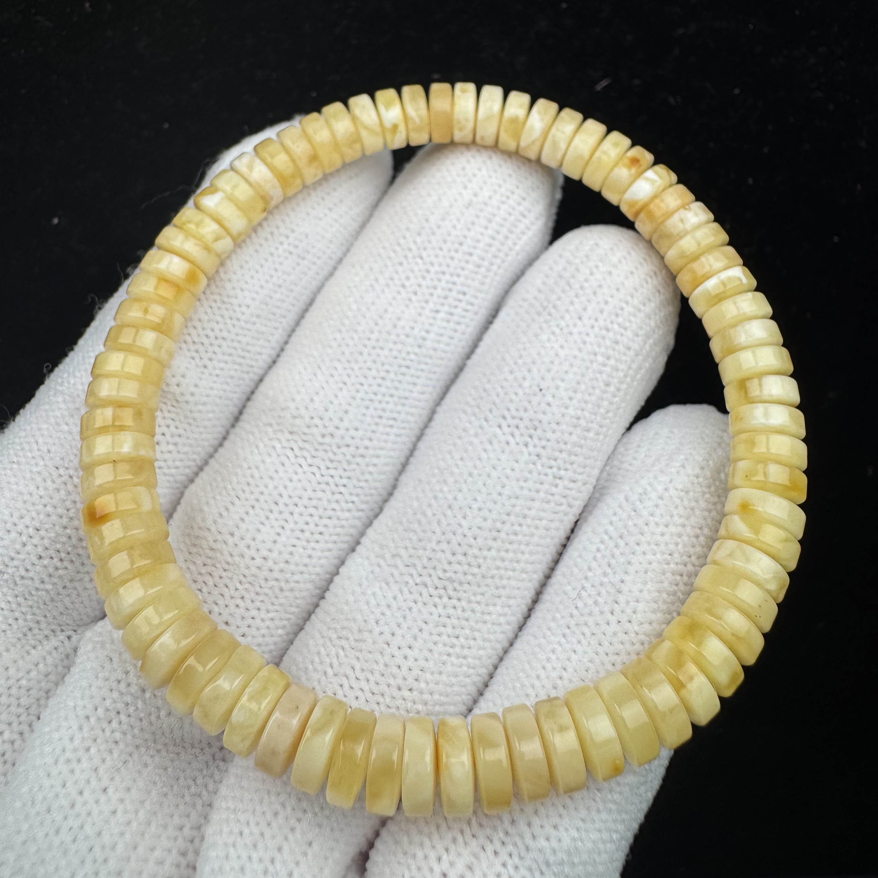 R3212天然原矿俄料蜜蜡药片手串6.2mm支持复检