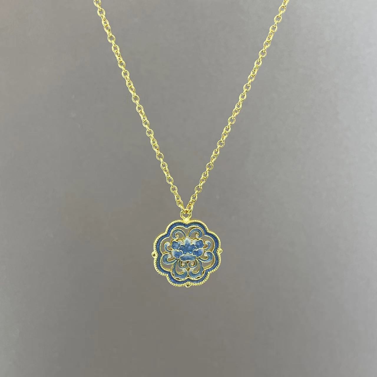 Chow Tai Seng/周大生足金套链国家宝藏青花瓷系列节日送女友克重