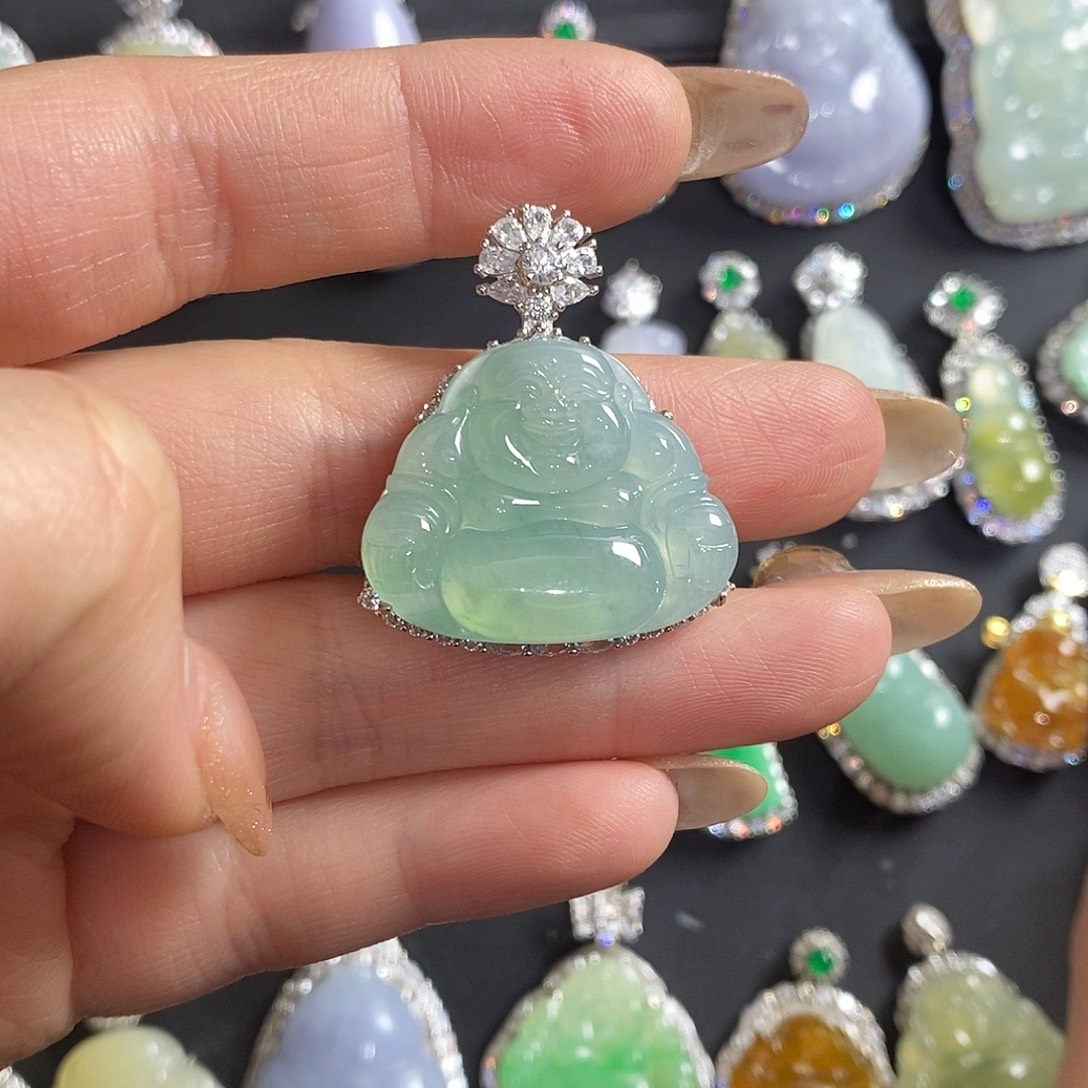 翡翠银S925镶嵌颈饰天然翡翠