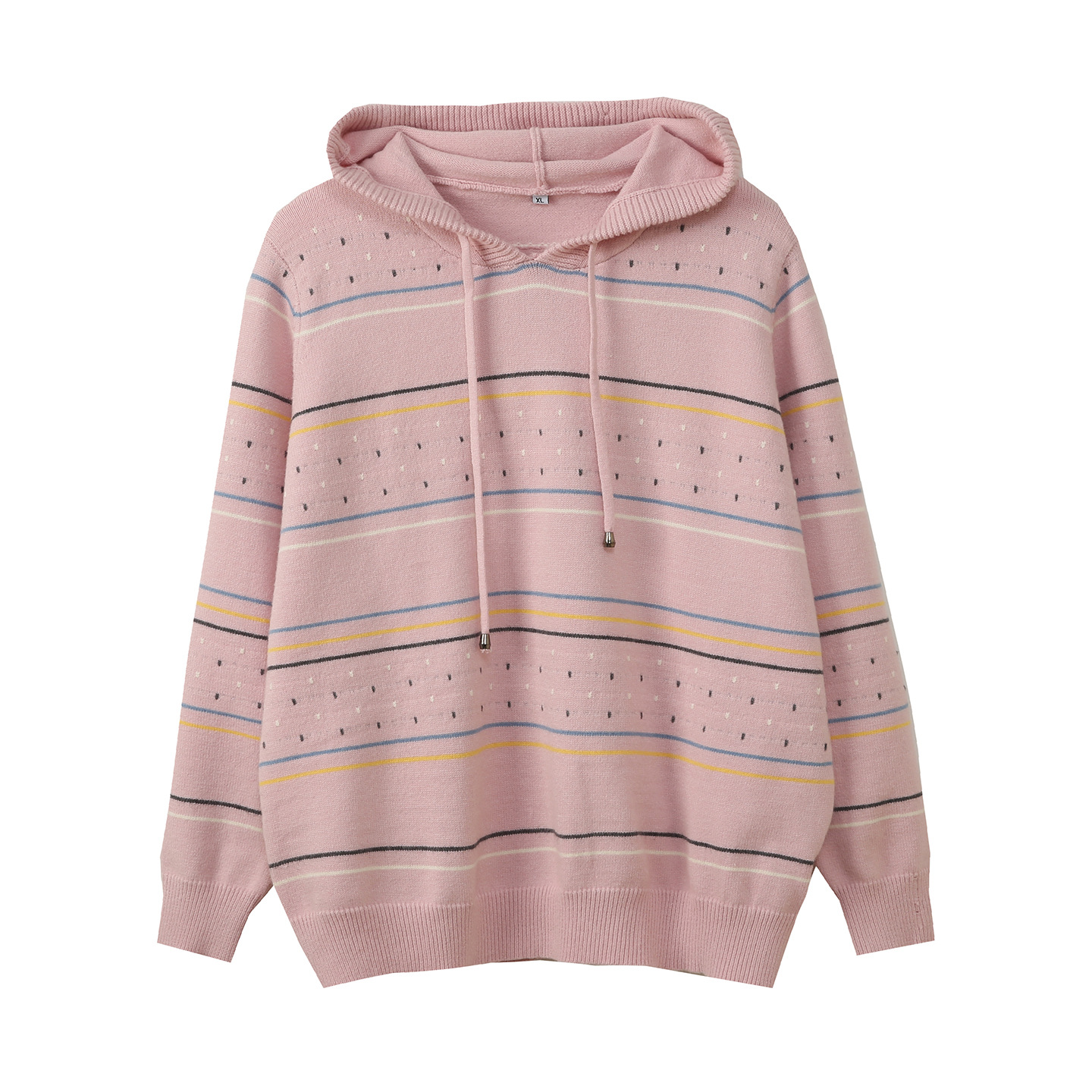 大码女装费尔岛连帽套头毛衣2025秋新款宽松显瘦上衣333331