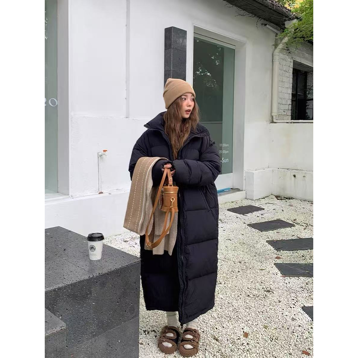 8130 M韩版棉服女超长款过膝大被子加厚棉服情侣冬季外套