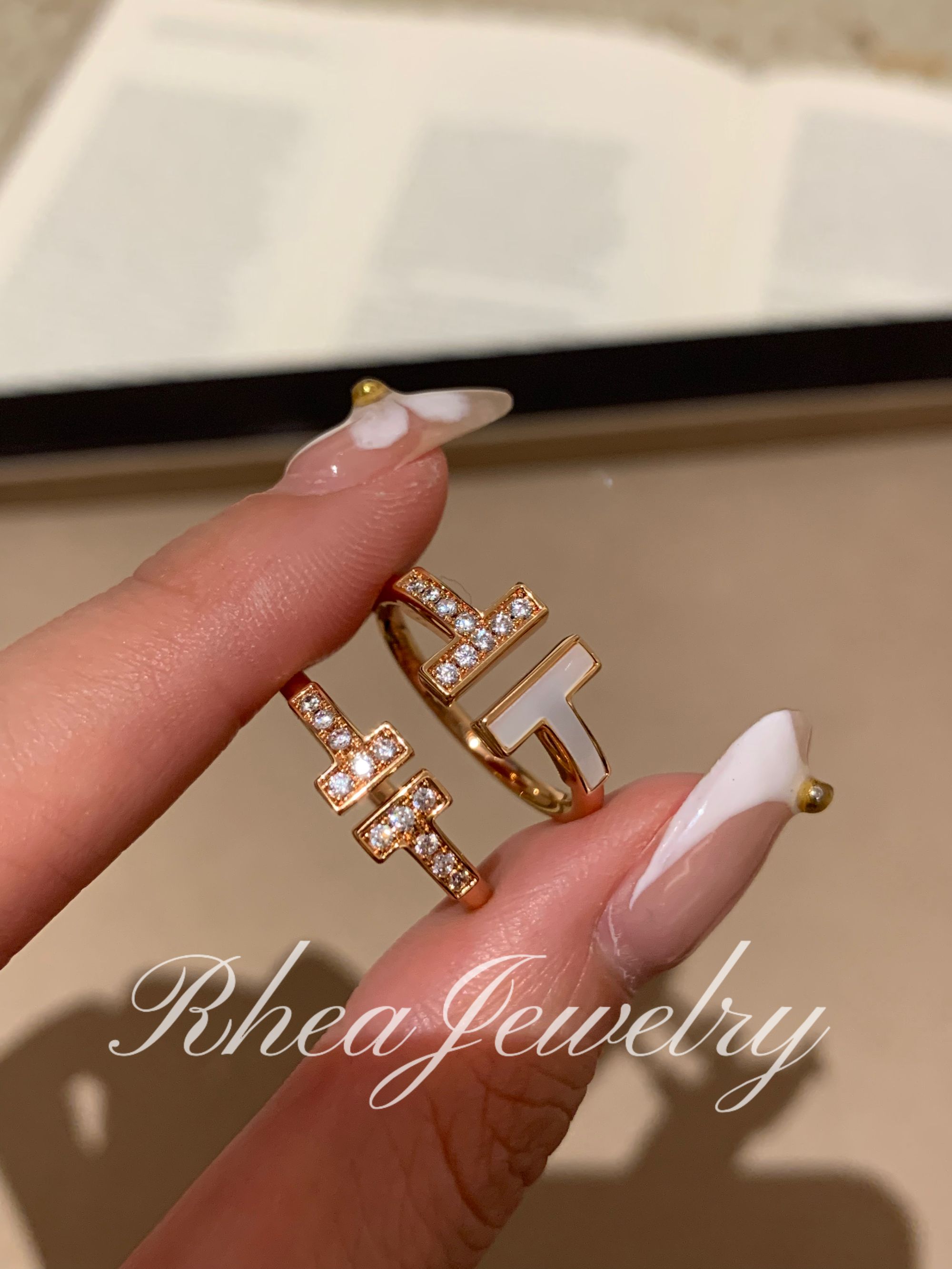 合金戒指 RHEA 双T戒指镶钻温柔贵气感开口戒