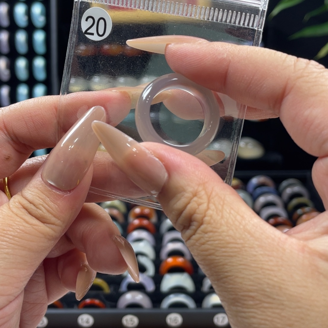 玛瑙/玉髓未镶嵌戒指20号港码18直径18.3